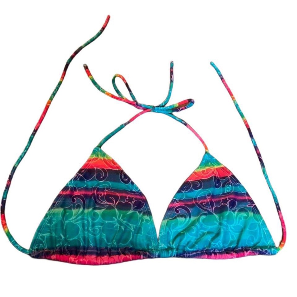 Y2K Boho Multicolour Floral Hibiscus Printed Bikini Top